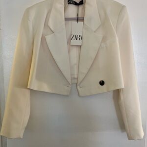 Zara Cream Cropped Blazer